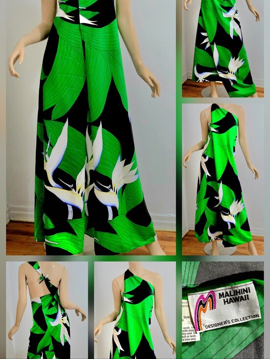 Dresses & Skirts - Vtg 60-70s Malihini Hawaii Vrap Dress Emerald Green